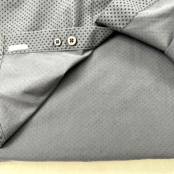 Bruno New York XL Charcoal Gray Polka Dot Long Sleeve Mens Shirt Embroidered - Picture 7 of 10